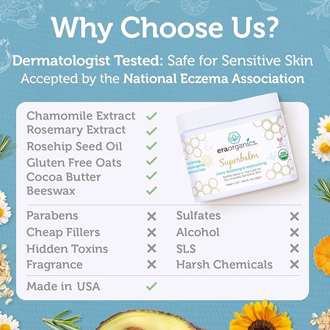 Era Organics Healing Ointment for Babies - USDA Certified Organic Natural Moisturizer Gentle on Sensitive Skin Prone To Baby Eczema, Cradle Cap (Infant Seborrheic Dermatitis), Rashes, Hives 4oz