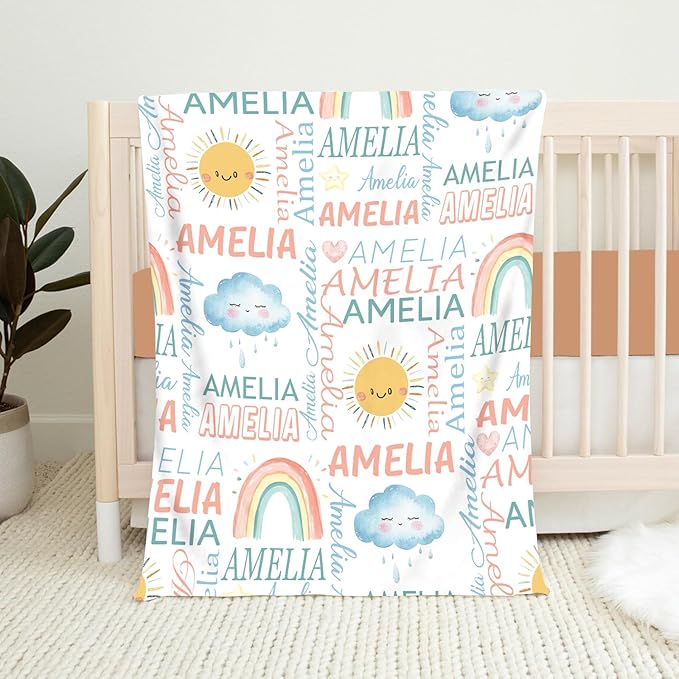 Personalized Baby Blanket - Custom Name for Girls and Boys, Super Soft Plush Fleece, Personalized Gifts for Newborns