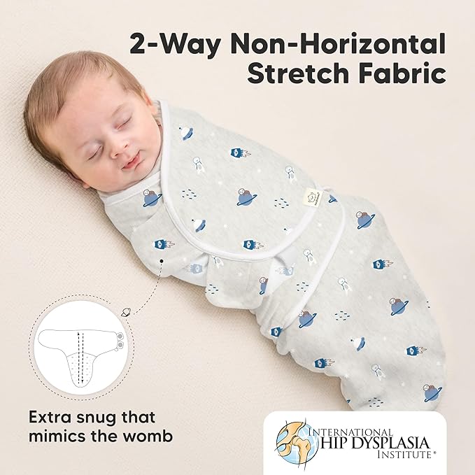 3-Pack Organic Baby Swaddle Sleep Sacks - Swaddles for Newborns, Infant 0-3 Months, Baby Girls, Boys, Soft & Snug Newborn Sleep Sack, Nursery Swaddling Blankets (Cosmo)