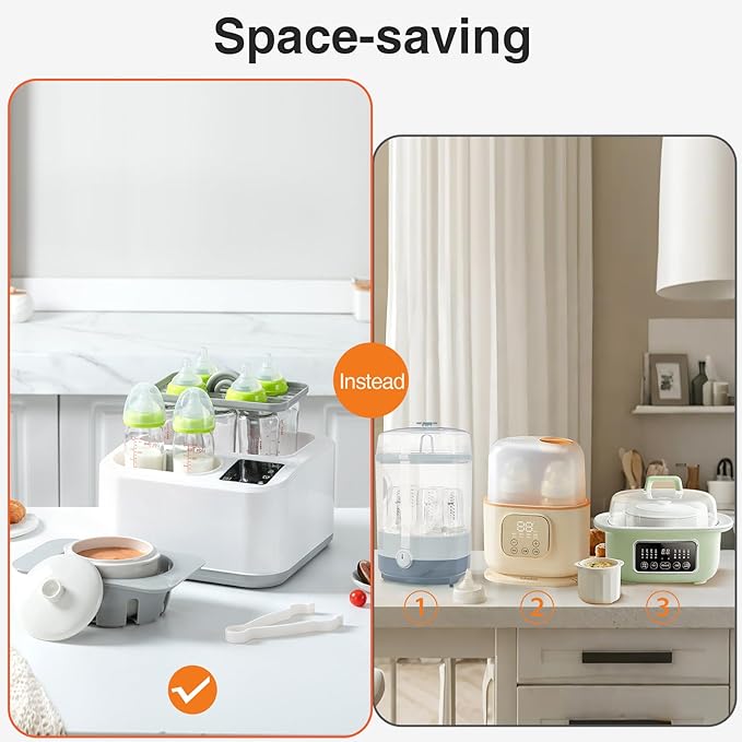 Baby Bottle Warmer,8-in-1 Smart Fast Baby Milk Warmer with LCD Timer for Breastmilk or Formula, Accurate Temperature Control, with Defrost, Sanitizer and Dryer, Keep, Heat Baby Food Jars