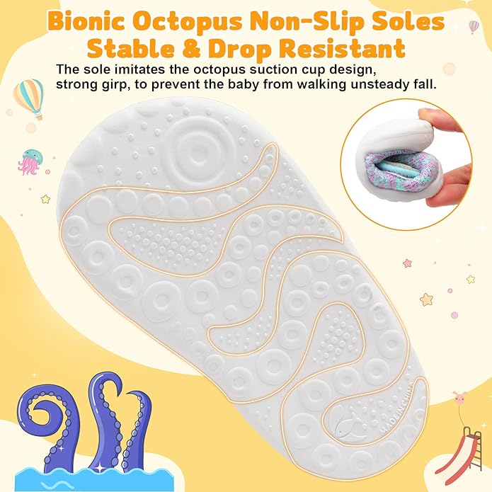 FEETCITY Baby First Walking Shoes Wide Baby Shoes Infant Sneakers Newborn Crib Shoe Barefoot Lightweight Slip On Shoe