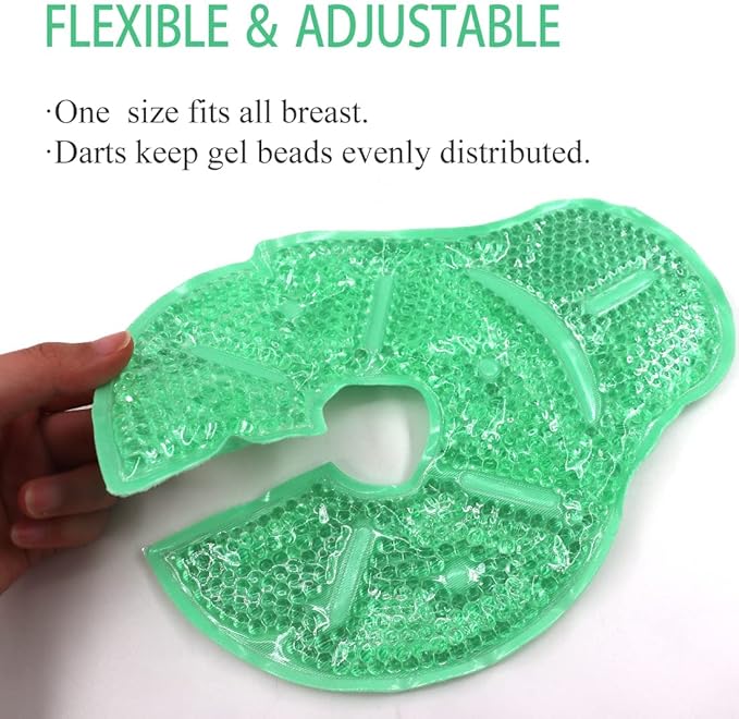 Reusable Breast Therapy Pack, Breast Ice Packs, Breastfeeding Essentials, for Breastfeeding Relief, Nursing Pain, Engorgement, Swelling Augmentation, Mastitis, Mastectomy Recovery, 2 Pack, Green