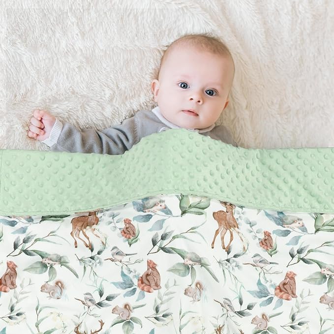 TANOFAR Baby Blankets for Unisex Boys Girls, Ultra Soft Minky Blanket with Double Layer Dotted, Breathable and Lightweight Receiving Blanket for Newborns, 30x40 Inches, Woodland Animal