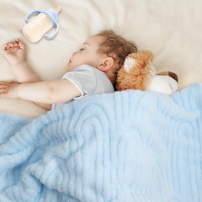 Ultra Soft Fleece Baby Blanket,Swaddle & Receiving Blankets for Newborn Infant, Lightweight Breathable Nursery Nap Blanket for Crib Stroller, for Boys & Girls Rainbow 30"x40" Blue