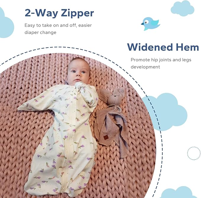 ZIGJOY Shark-Fin Transition Swaddle - 1.0 Tog Baby Sleep Sack Soft Cotton Transitional Swaddle Baby Wearable Blanket