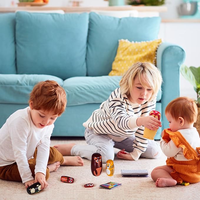 Russian Nesting Dolls, 6 Pcs 6 "Tall Animal Nesting Easter Eggs Toys, Stacking Wooden Handmade Matryoshka Dolls for Kids Toddlers Birthday or Home Decoration Gift (Long Lion)