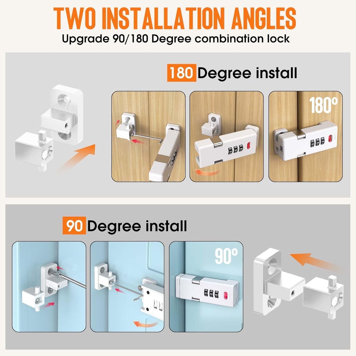 Keyless Cabinet Lock,Cabinet Password Locks with Luminous,3-Digit Combination Door Lock for Drawers, Barn Door, Bathroom, Outdoor, Closet, Fence,Protect Privacy(1PCS,White)