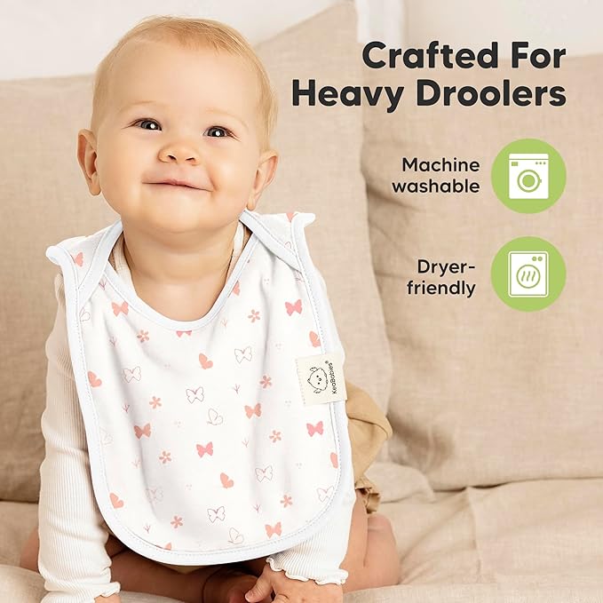 8-Pack Baby Bibs for Boys, Girls - Pullover Bibs for Drooling Teething Baby Girl & Boy Toddler, Newborn, Soft & Absorbent, Cute Colors, Large Torso Coverage Keep Infant Clean & Dry (Sweet Charm)