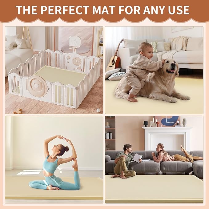 Baby Play Mat for Floor - 1.4" Thick Memory Foam Rug, 50"x50" Playpen Tummy Time Mat, Soft Velvet Nursery Rug, Large Padded Crawling Mats, Cushioned Pads for Playroom Toddlers, Infants, Yoga, Tatami