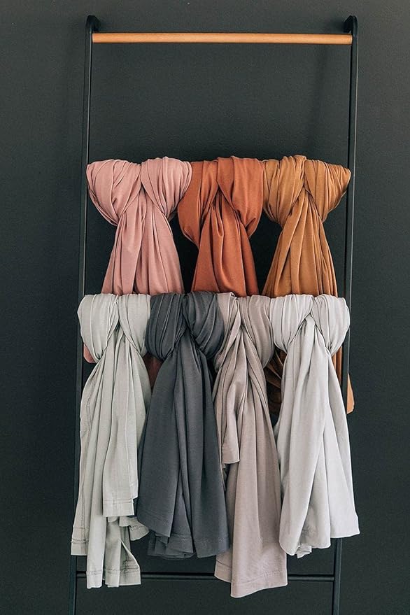 Mebie Baby Charcoal Stretch Swaddle, Modern and Neutral Swaddle Blanket for Baby Girl, Soft Baby Blankets, Newborn Swaddle Blanket, 0-3 Month, Comfy Wrap, Baby Essentials & Gifts (47" x 47")