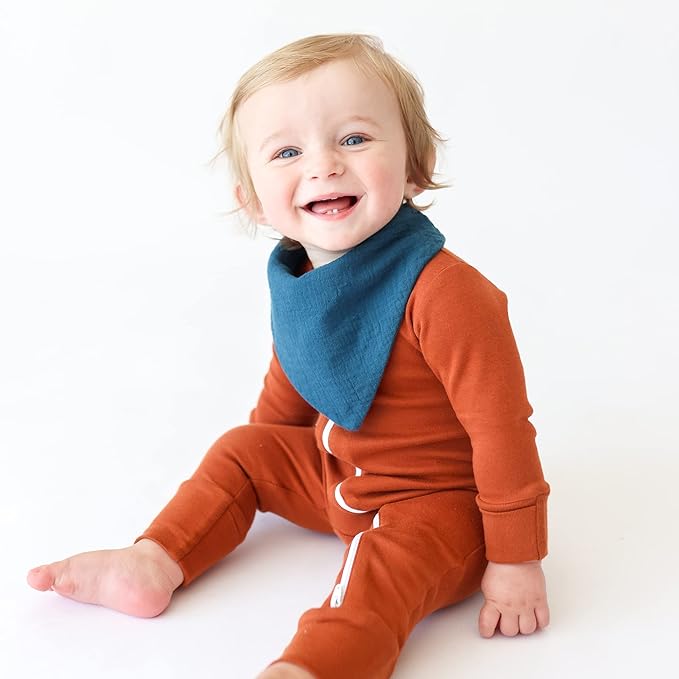 Konssy Muslin Baby Bibs 10 Pack Baby Bandana Drool Bibs 100% Cotton for Unisex Boys and Girls, Soft Absorbent Set for Teething and Drooling