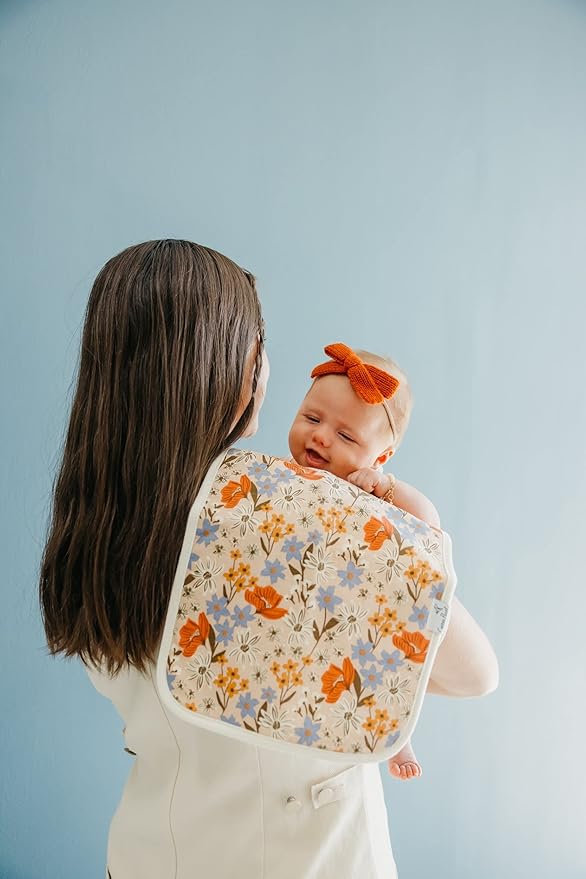 Copper Pearl Premium Baby Burp Cloths - 3-Pack Large Cotton Burp Cloths, Extra Soft Spit Up Rags with 3 Absorbent Layers, Perfect for Baby Girl Gifts (21" x 10" Size, Eden Set)