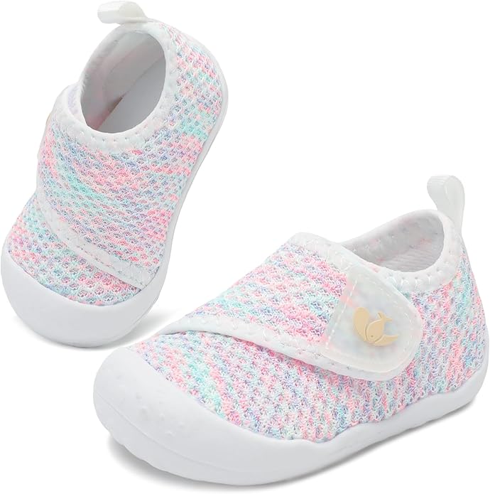 FEETCITY Baby First Walking Shoes Wide Baby Shoes Infant Sneakers Newborn Crib Shoe Barefoot Lightweight Slip On Shoe