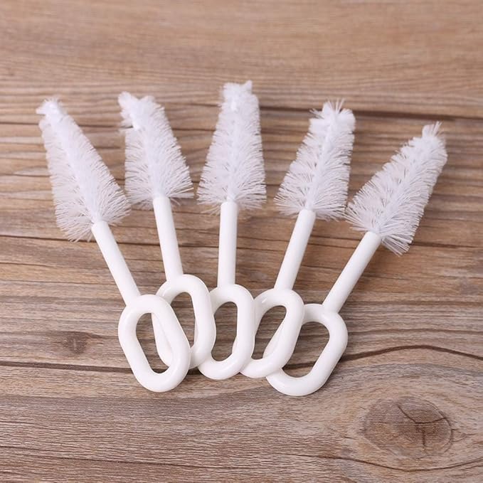 5 Pcs White Pacifier Cleaning Set,Nipple Cleaner Nipples Brush Cleaning Tools Professional Bristle High Density Pacifier Soother Accessories,Bottle-Feeding