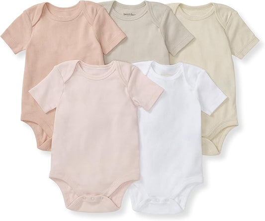 Burt's Bees Baby Organic Cotton Bodysuits – Baby Boy & Girl Short and Long Sleeve One-Pieces, 5-Pack