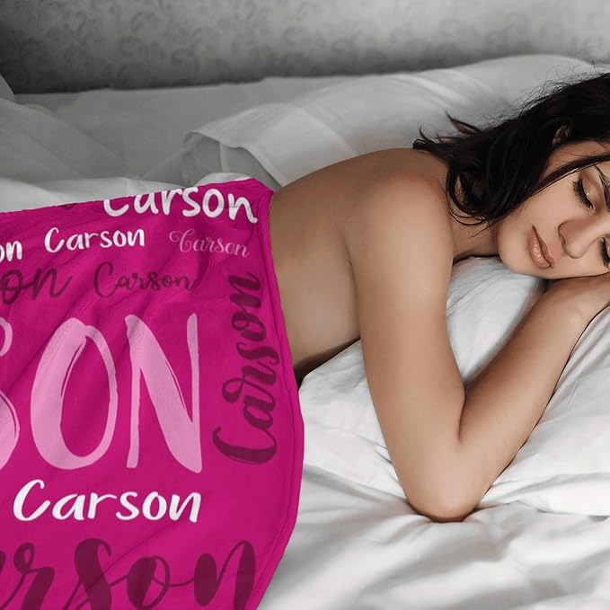 Personalized Custom Baby Blanket with Name for Girls Boys Kids Customized Flannel Blanket for Bed Nursery Room Baby Stroller