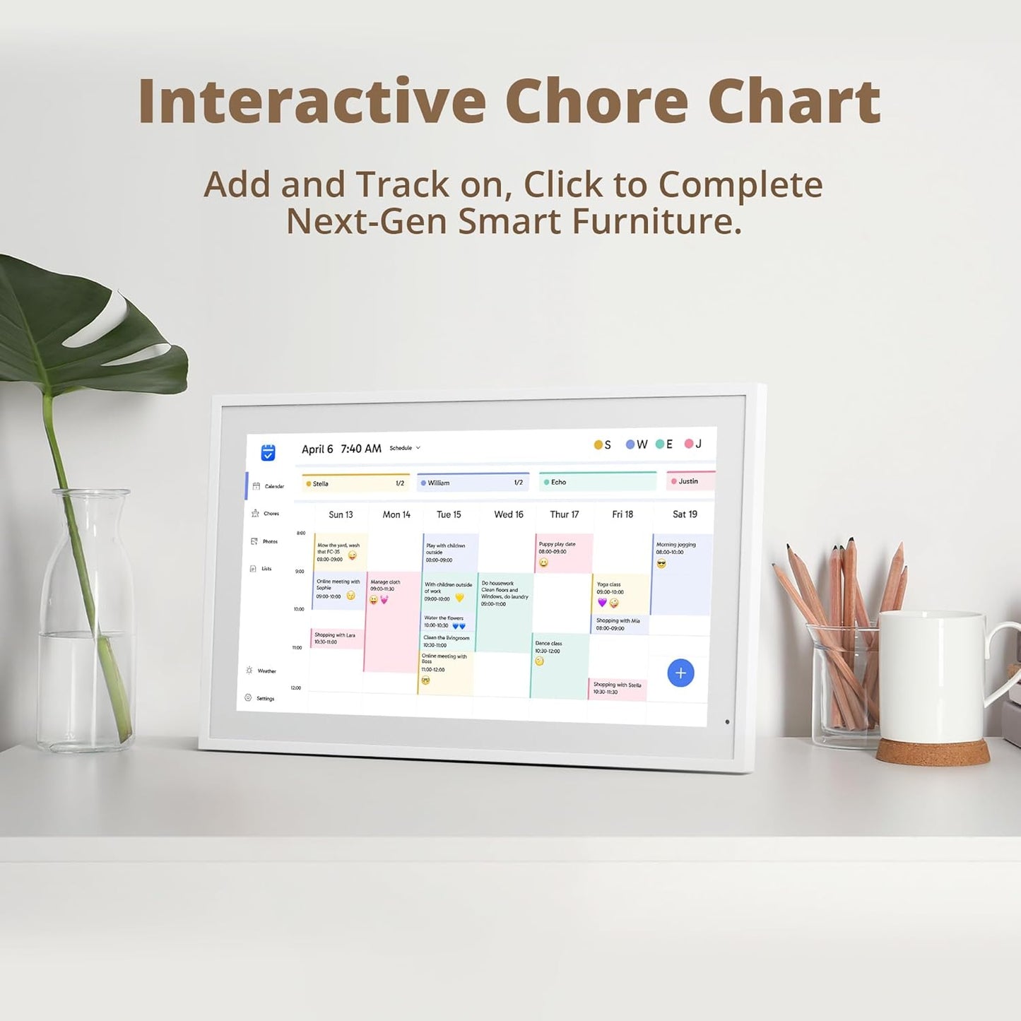 Dragon Touch 21.5 inch Digital Calendar Chore Chart – Interactive Touchscreen, Smart Family Planner, Hearth Display Desk Digital Calendar Seamless Scheduling