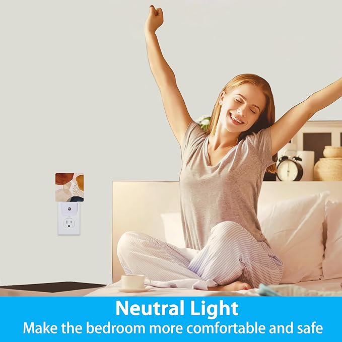 Boho Abstract Night Light,Geometric Modern Art Night Lights Plug into Wall for Boys Girls, Led Lamp for Stairway/Hallway/Bedroom 0.5W Nightlight Sleep Friendly