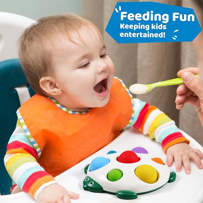 LiKee Fidget Popper Sensory Baby Toys for 10+ Months, Push and Popping Busy Board, Montessori Toys for 1+ Years Old, Airplane Car Travel Toy for Toddlers 1-3 Stress Relief