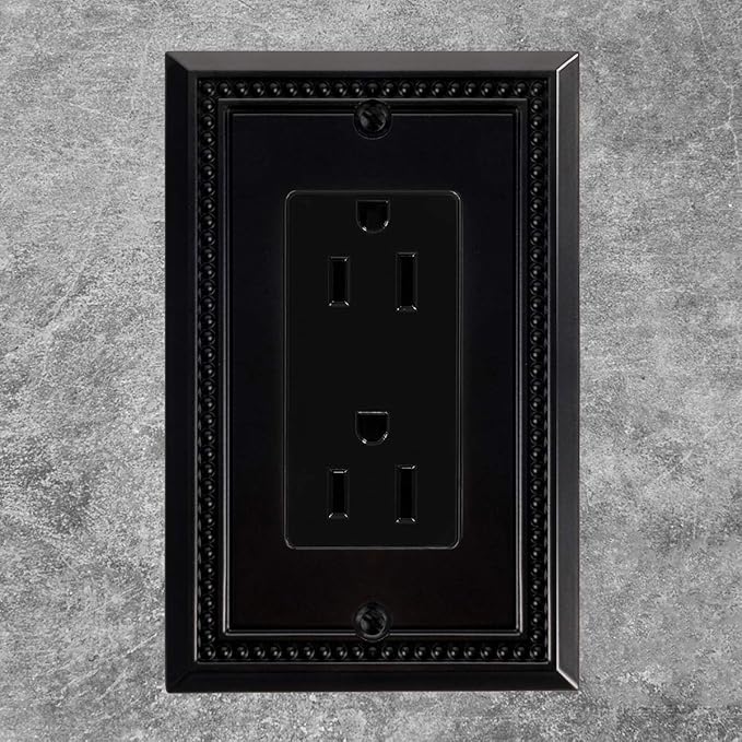 Henne Bery Sunken Pearls Heavy Duty Switch Plate/Wall Plate/Outlet Cover (Single Decorator 3PK, Matte Black)