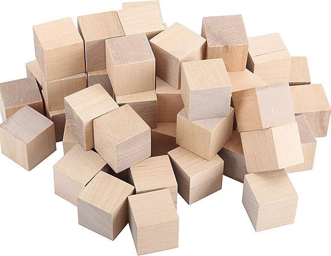 ZOENHOU 300 PCS 1 Inch Wooden Cubes, Blank Unfinished Wooden Block Set for Crafting Painting Decorating DIY Projects