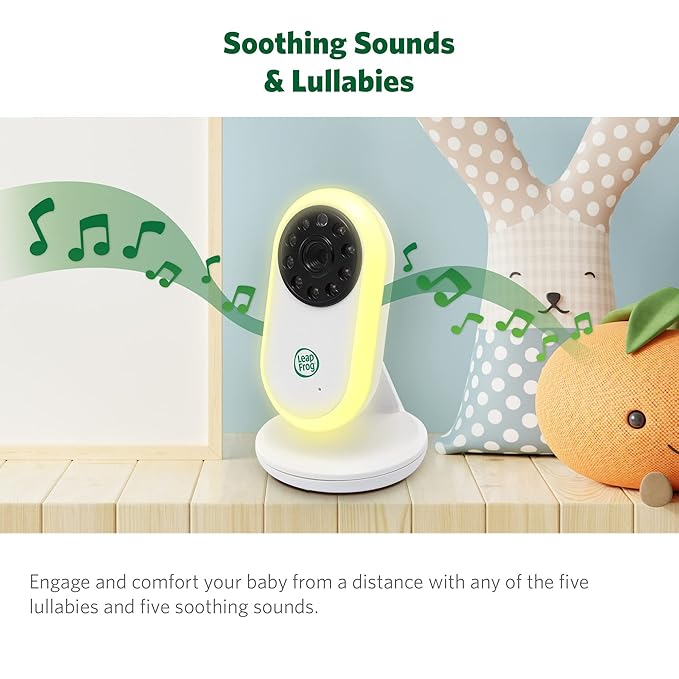 LeapFrog LF2423 Baby Monitor, 2.8” Screen Video Monitor with Camera, 2-Way Audio, 1000ft Range, Night Vision, Soothing Lullabies, Temperature Sensor, Secure Transmission No WiFi