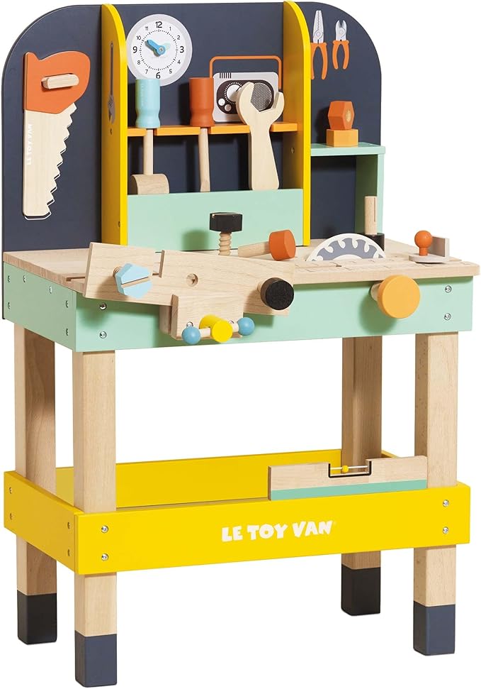 Le Toy Van - Wooden Toy Work Bench Set | Large Educational Construction Set for Role Play | Pretend Play Wooden Tools - Suitable for 3 Year Olds+