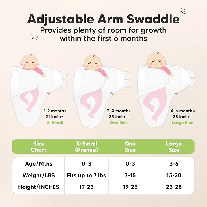 3-Pack Organic Swaddles for Newborns, Baby Sleep Sacks 0-3 Months - Baby Swaddle Wrap, Newborn Wearable Blanket, Infant Sleep Sack for Girls, Boys, Soft & Snug, Large Hook & Loop Closure (Salmon)