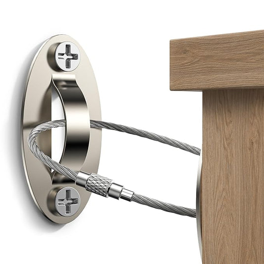 4 Packs Anti Tip Furniture Anchors for Baby Proofing, Furniture Wall Anchor Securing 500 lbs for Keep Kids Safety, Earthquake Resistant Straps for Dresser, Desk, Wardrobe