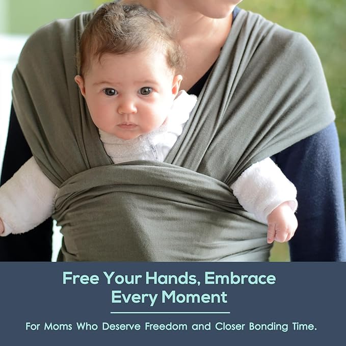 Baby Wraps Carrier, Jeroray Baby Carrier,Hands Free Infant Carrier, Lightweight,Breathable,Softness,Sage Green