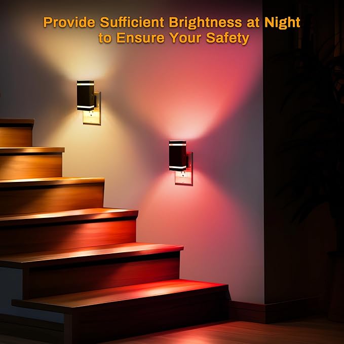 DORESshop Color Changing Night Lights [2 Pack], Night Lights Plug Into Wall, 8 Color LED Night Light, Night Light with Dusk to Dawn Sensor, Nightlight for Bathroom Decor, Children Room, Kids Gift