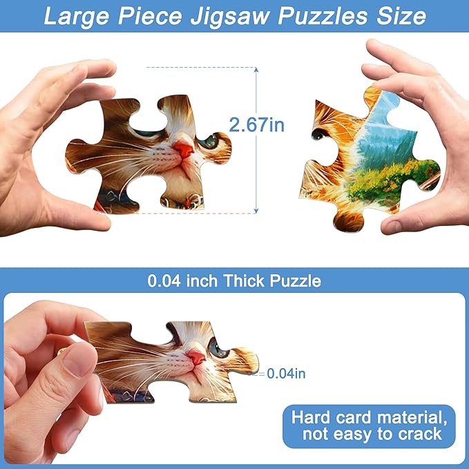 6 Packs 24 Large Piece Puzzles for Seniors,Animals Puzzle for Seniors with Dementia,Turtle Panda Cat Dolphin Bird Dog Easy Jigsaw Puzzle for Alzheimers Memory Games Dementia Activities