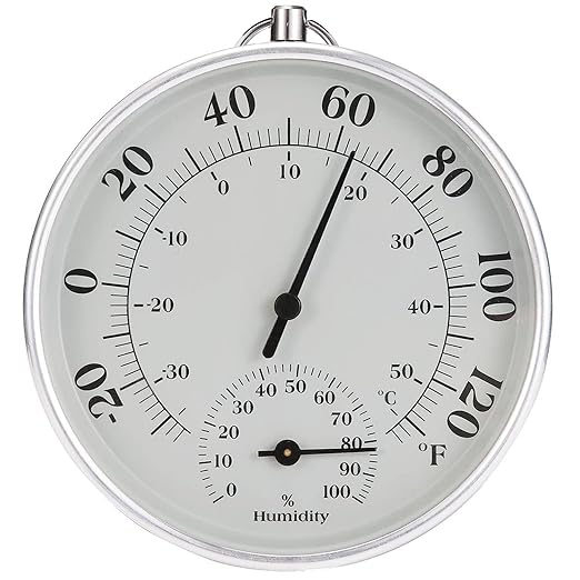 Indoor Outdoor Thermometer - Weather Dial Hygrometer Thermometer, No Battery Required Hanging Hygrometer for Wall, Table, Car, Greenhouse or Decorative, Round 4" in Diameter