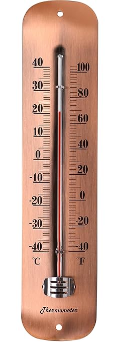 12.2 Large Numbers Premium Steel Outdoor/Indoor Thermometer Waterproof Vintage Style Decorative