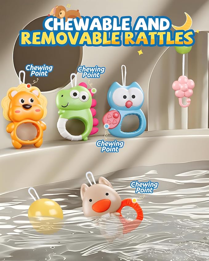 Crib Mobile With Music And Lights, Mobiles For Cribs, Baby Mobile Arm Toys Hanging For Bassinets Girls Boys, Nursery Musical Space Portable Infant Mobiles Clip On Pack And Play Hanger 0-6 Months