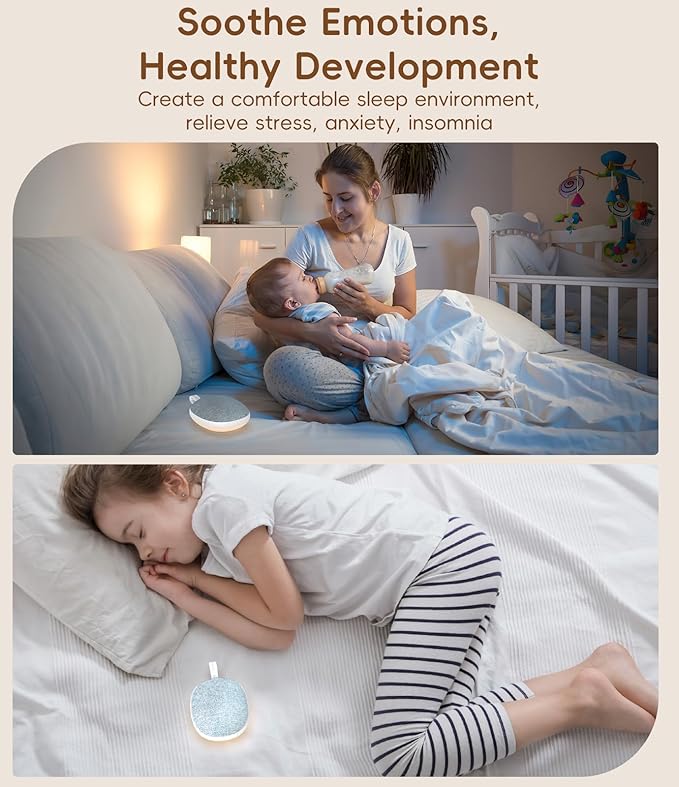 Portable White Noise Sound Machine: Baby Sleep Soother, Bluetooth Speaker, Rechargeable Battery, 4-Speed Timer, 6 Soothing Sounds Adult Therapy Aid for Trave (Purple, Portable)