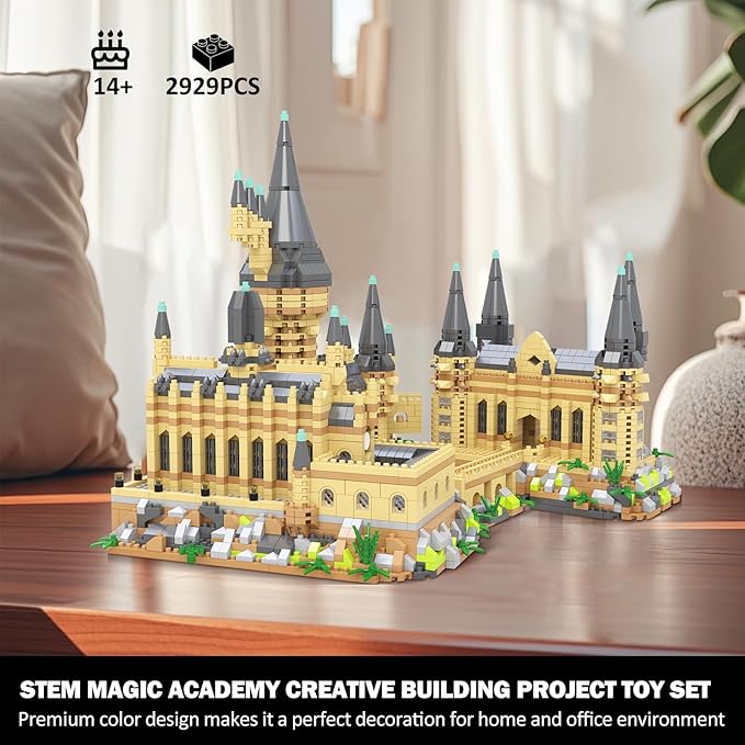Magic Castle Micro Mini Building Set, 2929 Pcs Magic House Model Building Toys, STEM Creative Magic World Office and Home Decor Bricks Kits, Christmas Birthday Gift for Adults Teens Kids 14+