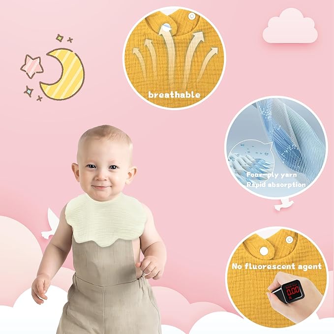 Muslin Baby Bibs for Drooling and Teething Newborn Drool Bibs for Baby Girl Boy