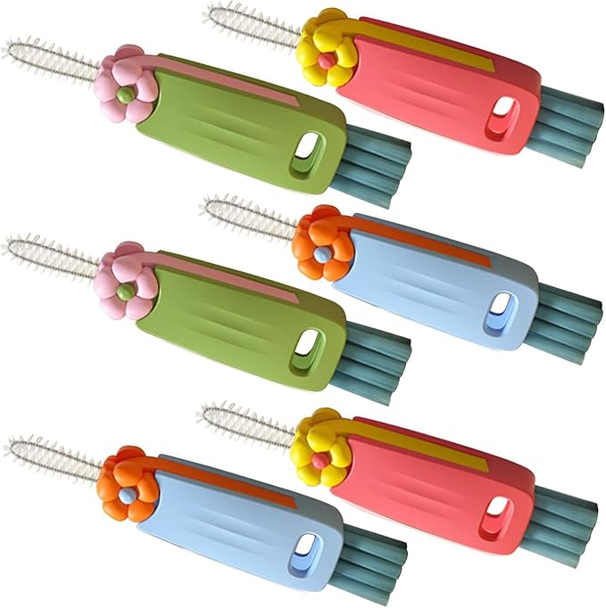 3 in 1 Cup Lid Cleaning Brush(6Pcs) - Water Bottle Cleaning Brush, Multifunctional Portable Gap Crevice Brush for Bottle Tight Spaces Cup and Sealed Food Storage containers with lids