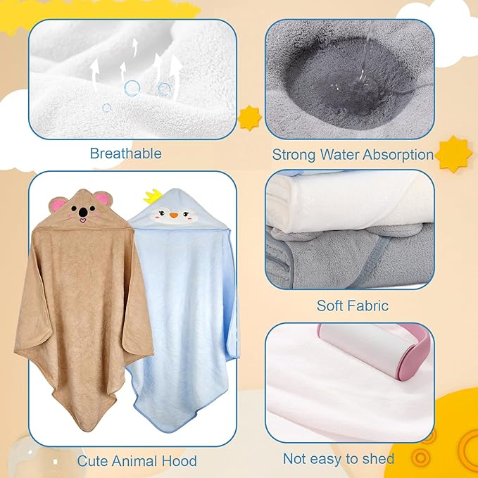 Toddler Bath Towel with Hood Soft Absorbent 2 Pack Pack Premium Coral Fleece Hooded Baby Towels for Newborn, Toddler and Kids Baby Stuff Shower