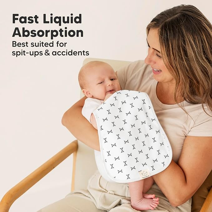 Organic Burp Cloths Baby Boy & Girl - 5-Pack Super Absorbent Cotton Burping Cloths for Babies, Soft & Plush Newborn Spit Up Rags, Infant Towels for Milk Spit Up, Unisex, Large 21" x 10" (MONOS)