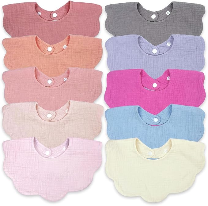 Baby Bibs Muslin Bibs for Baby Girl Boy for Drooling and Teething 10 Pack