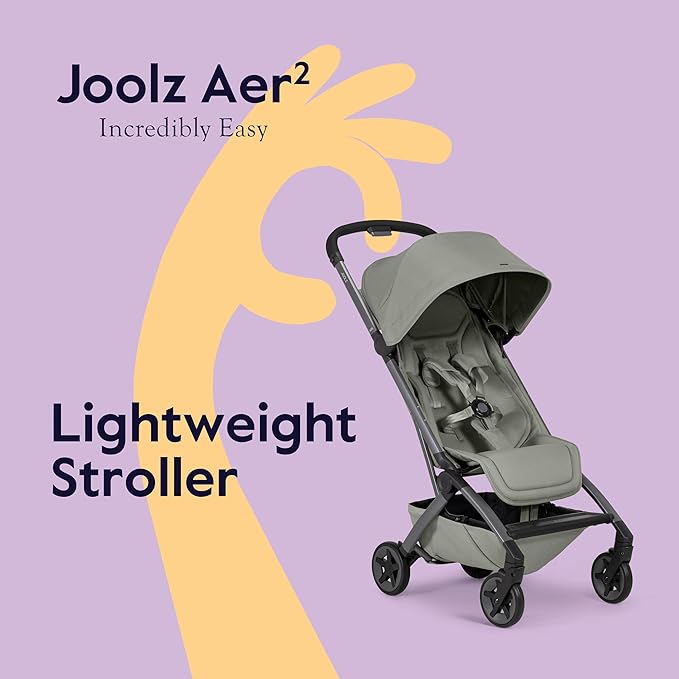 Joolz Aer2 Lightweight Travel Stroller for Baby & Toddler – Ultra-Compact One-Hand Foldable Stroller, Reclining Seat, UPF 50+ Canopy, Adjustable Leg Rest, Carry-On & Airplane Approved (Sage Green)
