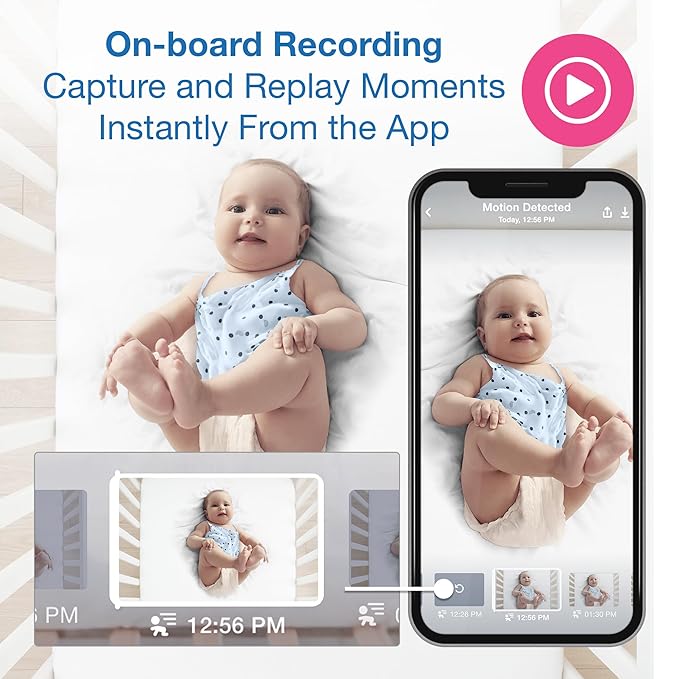 VTech Smart WiFi 7” HD Display Video Baby Monitor, 1080p HD Camera via App, Pan-Tilt-Zoom, Night Light, 2-Way Talk, 2K CMOS Video Sensor, Wide-Angle Viewing, Rechargeable Battery, Free App: RM7866HD