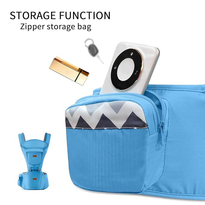 Baby Carrier with Hip Seat, Baby Carrier Newborn to Toddler, 6-in-1 Ways to Carry, All Seasons, Adjustable Baby Holder Carrier for Breastfeeding(Blue)