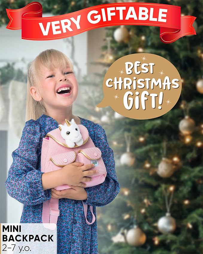 Pink Unicorn Mini Backpack for Kids, Mini Backpack for Toddler Girls, Gift for 2 3 4 5 Year Old Girl Boy