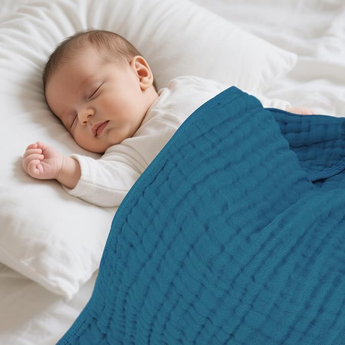 Muslin Hooded Baby Towels 100% Cotton ，Super Soft Muslin Baby Bath Towel - 32 x 32 Inches, Suitable for Newborn and Young Children up to 3 Years Old. (Grey & Green)