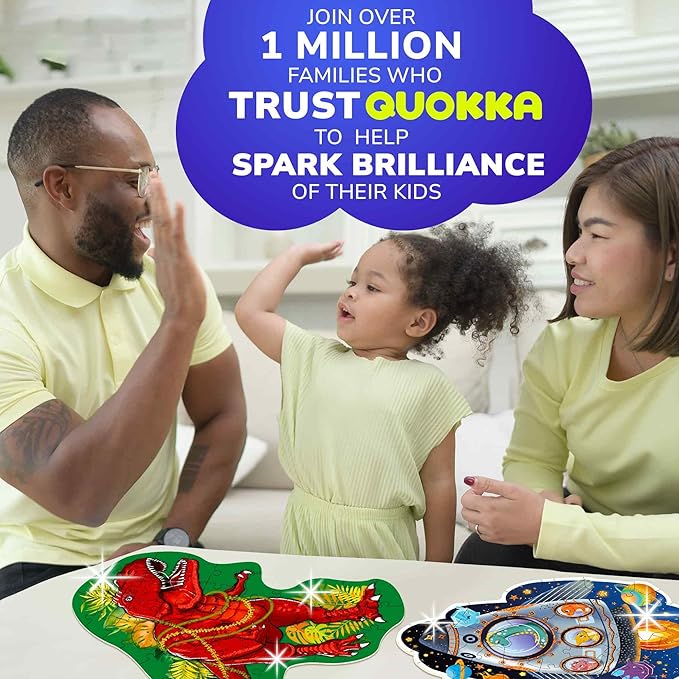 QUOKKA Shimmer Puzzles for Kids Ages 4-6 – 48 Piece Shaped Jigsaw Puzzles for Toddlers 3-5 – 4-Pack Dragon, Rocket, Firetruck & Dinosaur Children's Game Ages 4-8 – Unique Gift Toy for Preschoolers