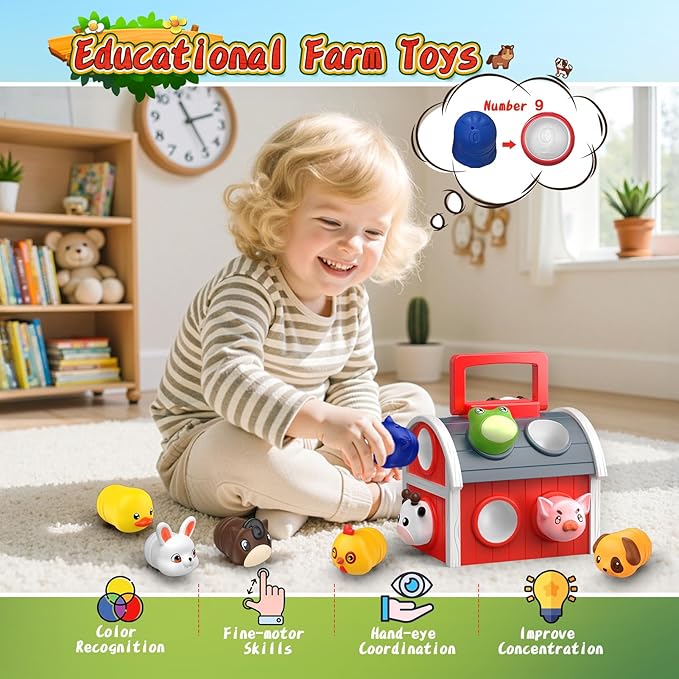 1-6 Year Old Girl Gifts, Animal Farm Montessori Toys for 1-5 Year Old Toddler Boy Toys 2-3 Farm Animals for Toddlers 1-3 Animal Toys Toddler Girl Toys Sensory Birthday Gifts for Girls