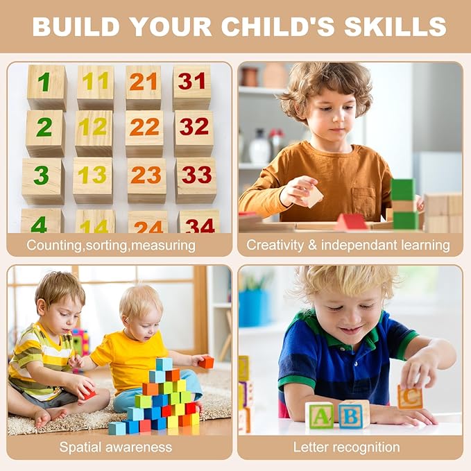 8PACK Wooden Blocks for Crafts, Unfinished Wood Cubes Blocks, 3 Inch Natural Wood Square Blocks, Wooden Cubes for Arts and Crafts and DIY Projects